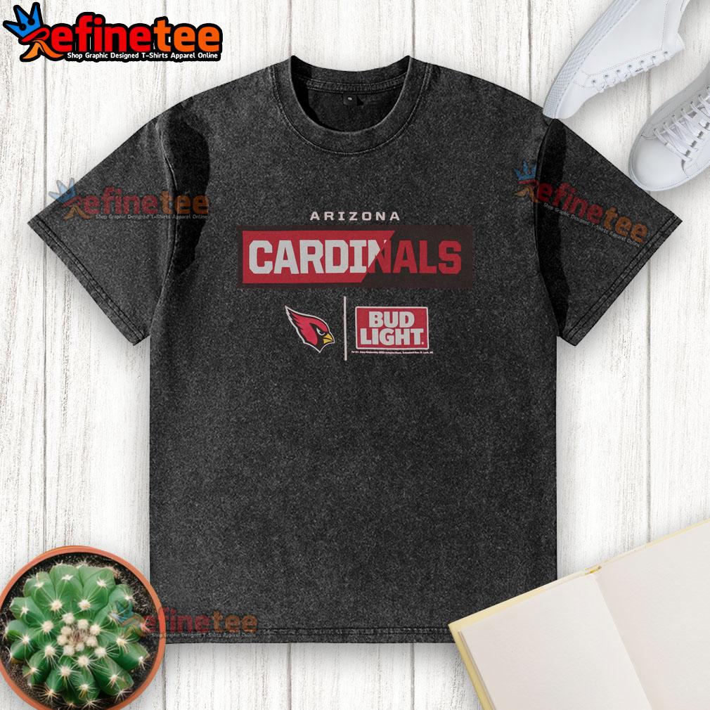 Official Bud Light Arizona Cardinals Team Washed T-Shirt in red, featuring team logo and vintage style design.