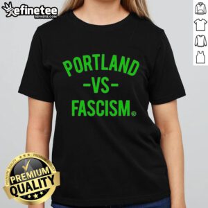 Official Portland Vs Fascism and ICE Ladies Tee showcasing a bold graphic design promoting social justice and activism.