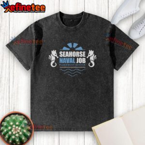 Official Seahorse Naval Job Crest washed t-shirt featuring a vintage design and comfortable fit for naval enthusiasts.