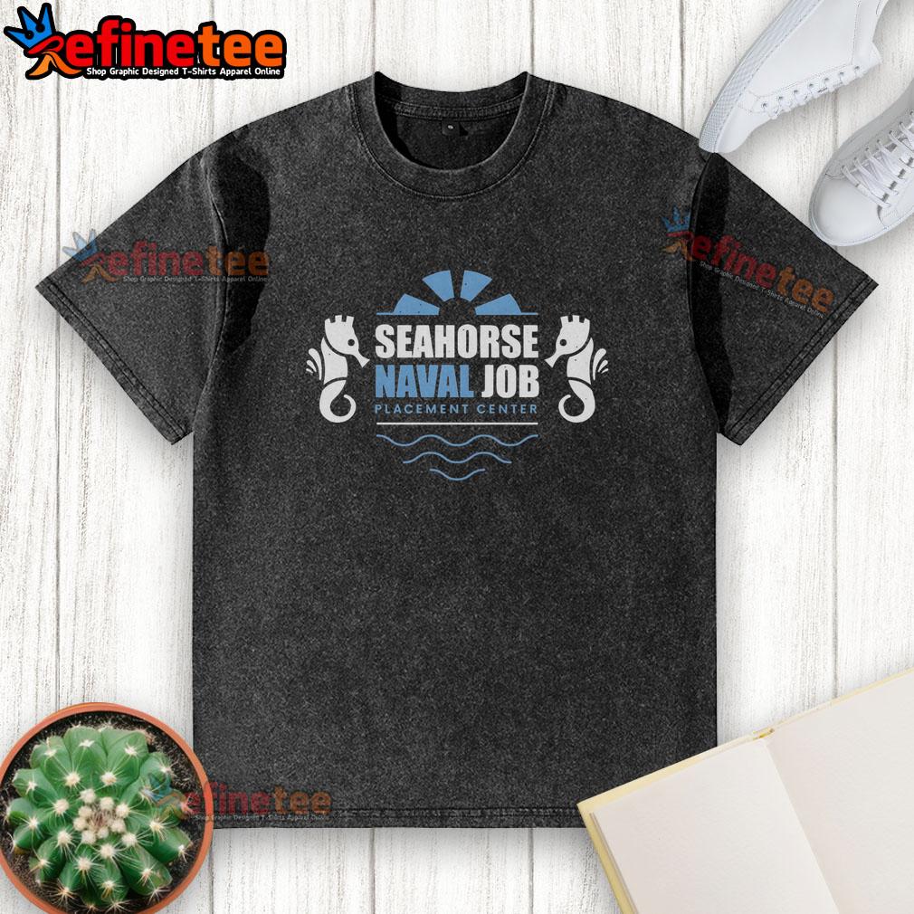 Official Seahorse Naval Job Crest washed t-shirt featuring a vintage design and comfortable fit for naval enthusiasts.