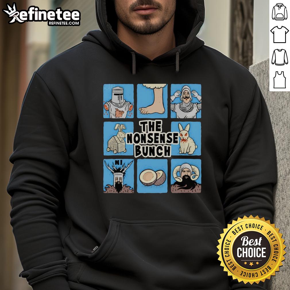 Official Nonsense Bunch hoodie featuring Monty Python and The Holy Grail meets The Brady Bunch design.