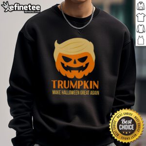 Official Trumpkin Make Halloween Great Again MAGA Sweatshirt featuring a festive pumpkin design for Halloween enthusiasts.