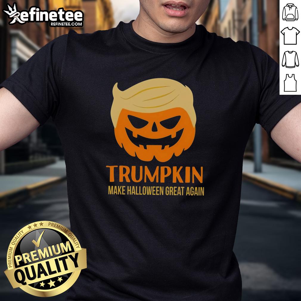 Official Trumpkin Make Halloween Great Again MAGA T-Shirt featuring a festive pumpkin design for Halloween enthusiasts.