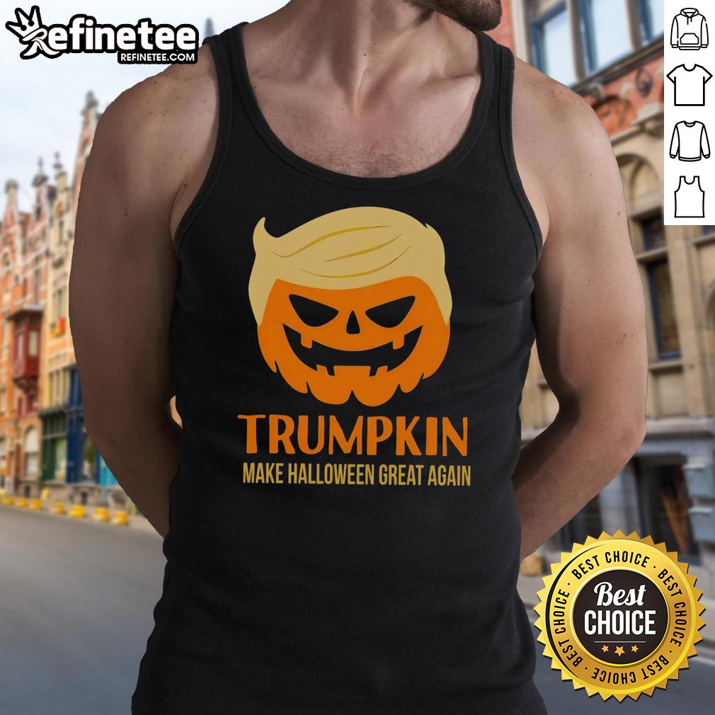 Official Trumpkin Make Halloween Great Again MAGA Tank Top featuring a festive pumpkin design for Halloween celebrations.
