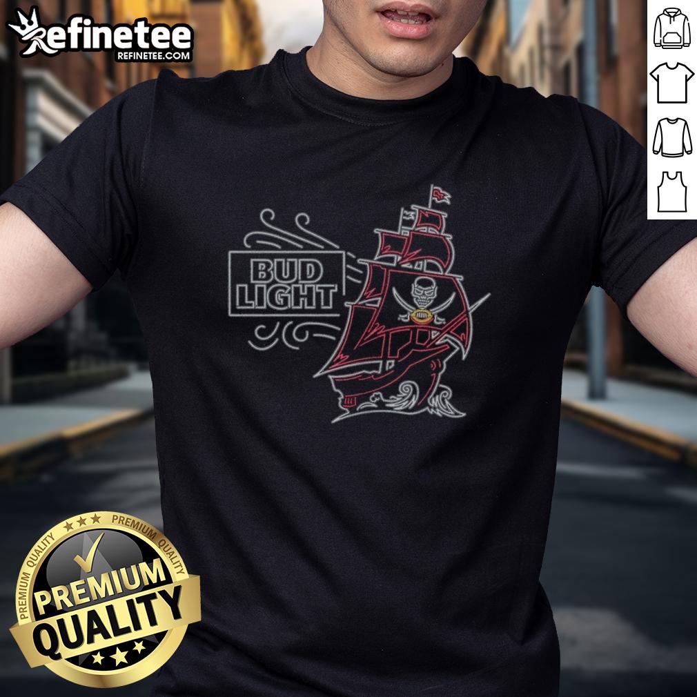 Original Bud Light Tampa Bay Buccaneers T-Shirt featuring team logo and vibrant colors, perfect for fans and game day.