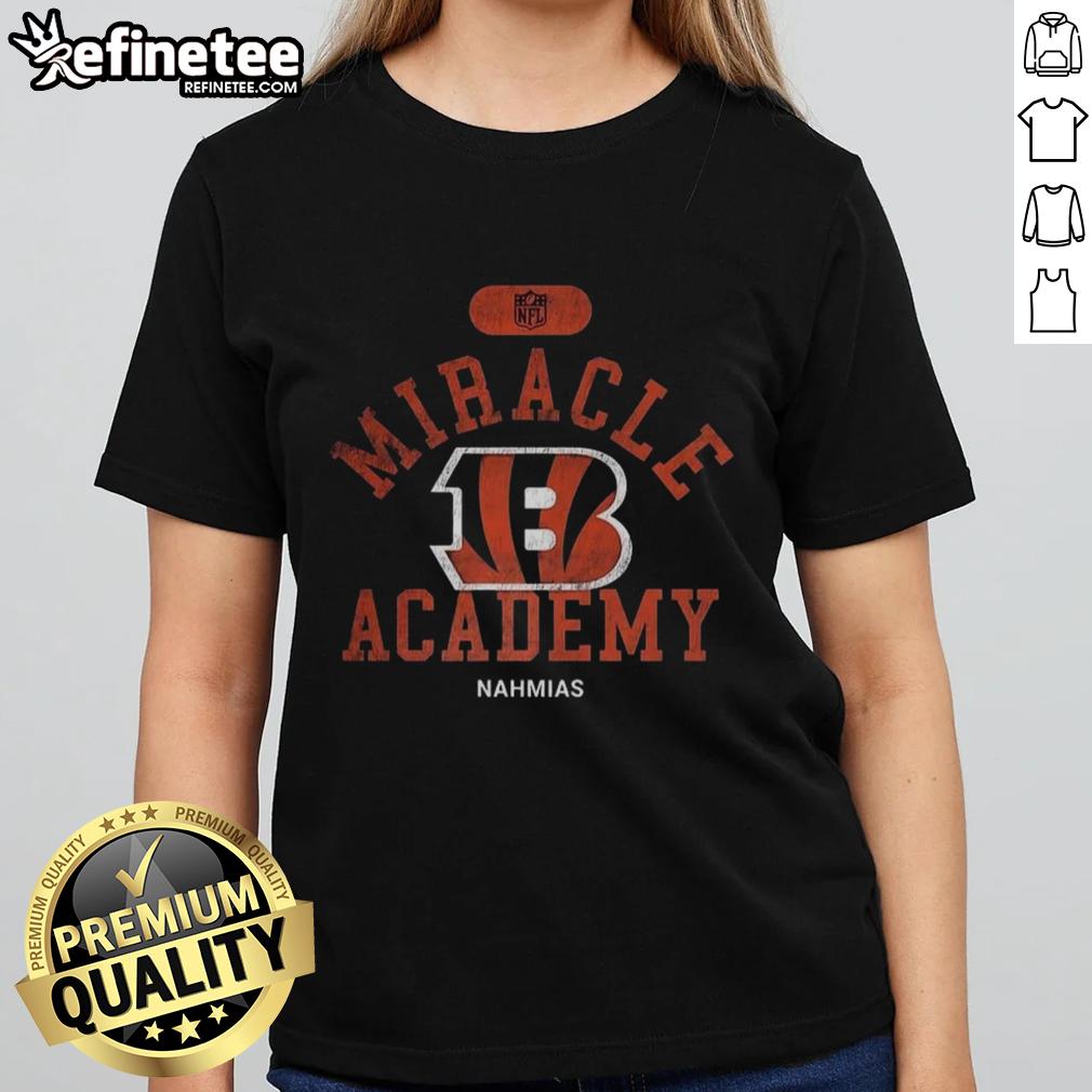 Original Cincinnati Bengals NFL Miracle Academy Nahmias ladies tee showcasing team colors and logo in stylish design.