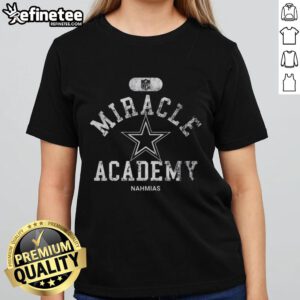 Alt Text: Original Dallas Cowboys NFL Miracle Academy Nahmias Ladies Tee featuring team logo and stylish design for fans.