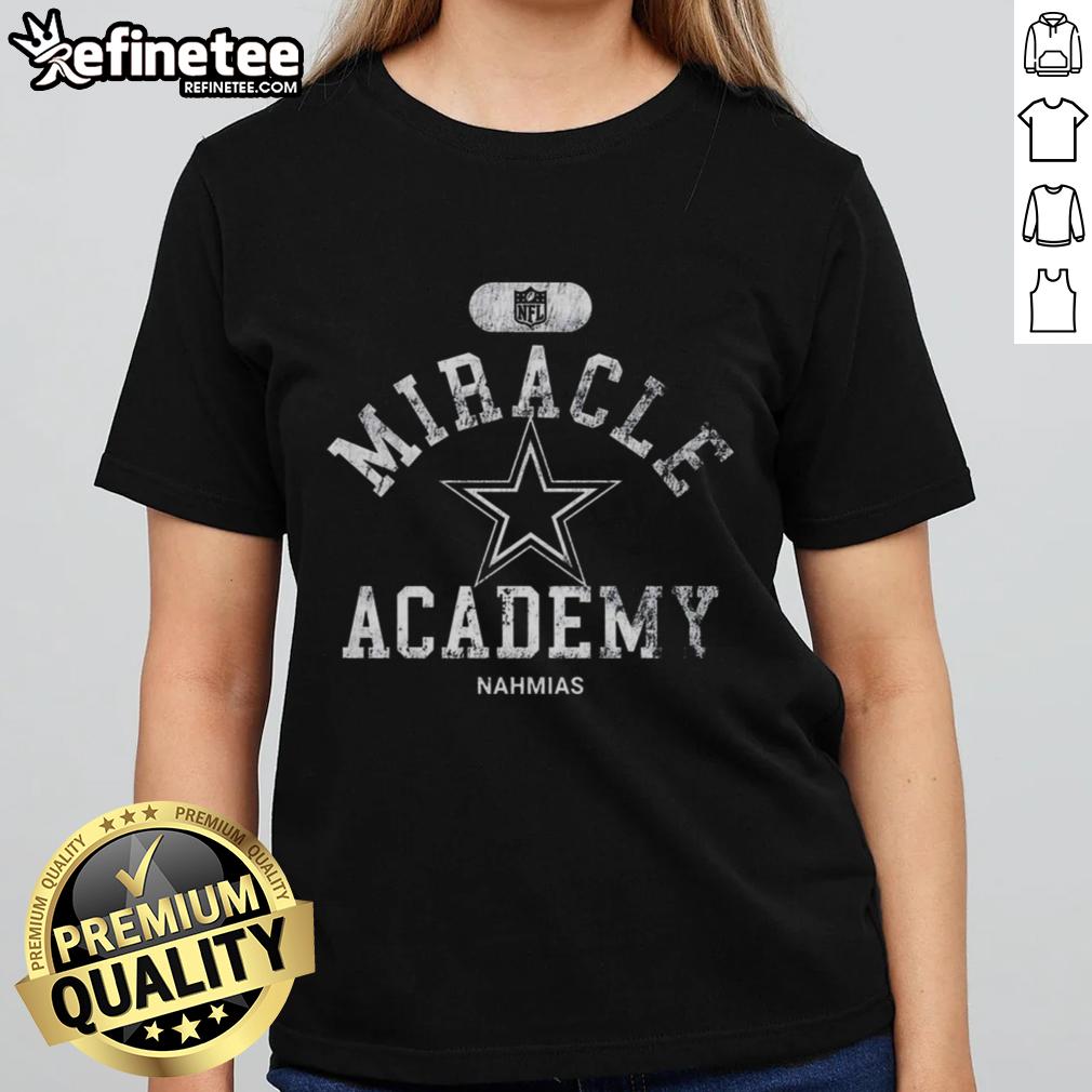 Alt Text: Original Dallas Cowboys NFL Miracle Academy Nahmias Ladies Tee featuring team logo and stylish design for fans.