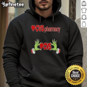 Alt Text: Original Grinch hands feature on a festive Christmas hoodie from CVS Pharmacy, perfect for holiday celebrations.