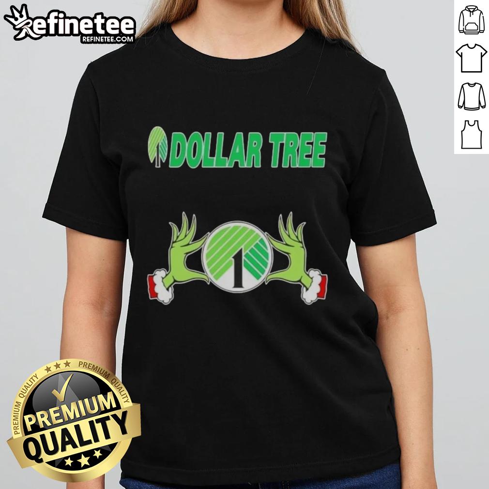 Original Grinch hands holding a heart on a Dollar Tree Christmas ladies tee, perfect for festive holiday spirit.