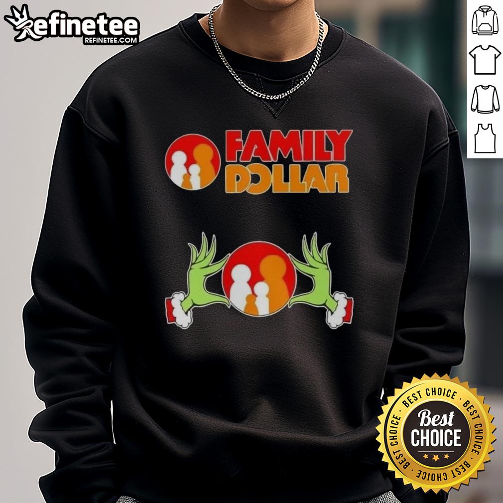 Alt Text: Original Grinch Hands Love Family Dollar Christmas Sweatshirt featuring festive design perfect for holiday celebrations.
