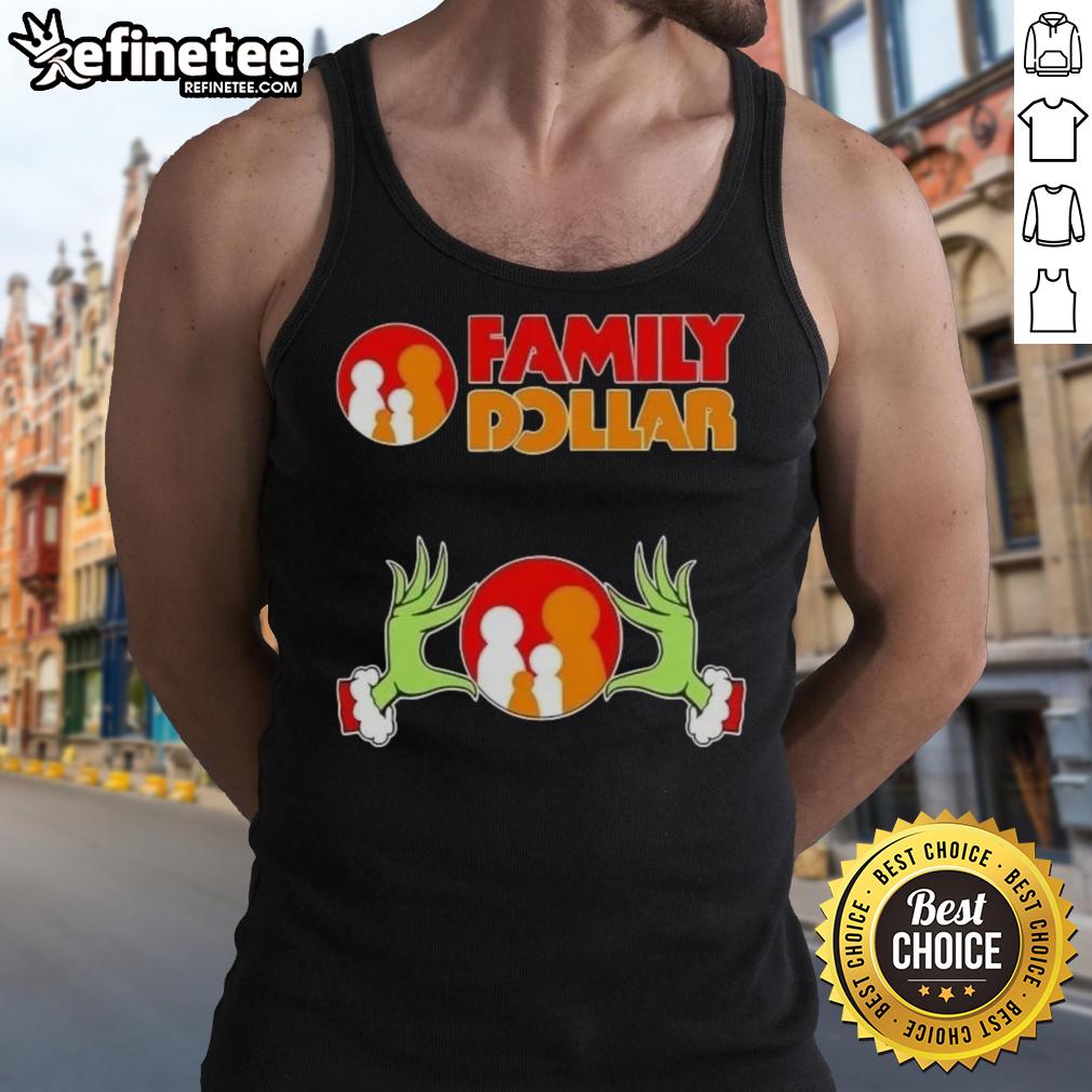 Original Grinch Hands Love Family Dollar Christmas Tank Top featuring festive design perfect for holiday celebrations.