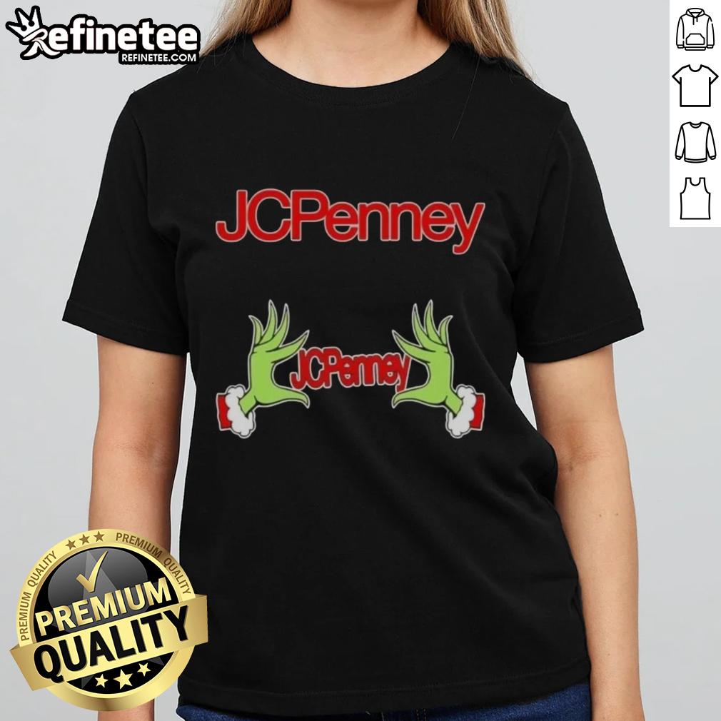 Original Grinch Hands Love JCPenney Christmas Ladies Tee featuring festive design perfect for holiday celebrations.
