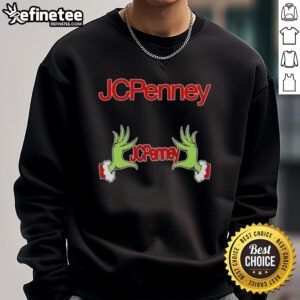 Original Grinch hands design on a festive JCPenney Christmas sweatshirt, perfect for holiday cheer and celebrations.