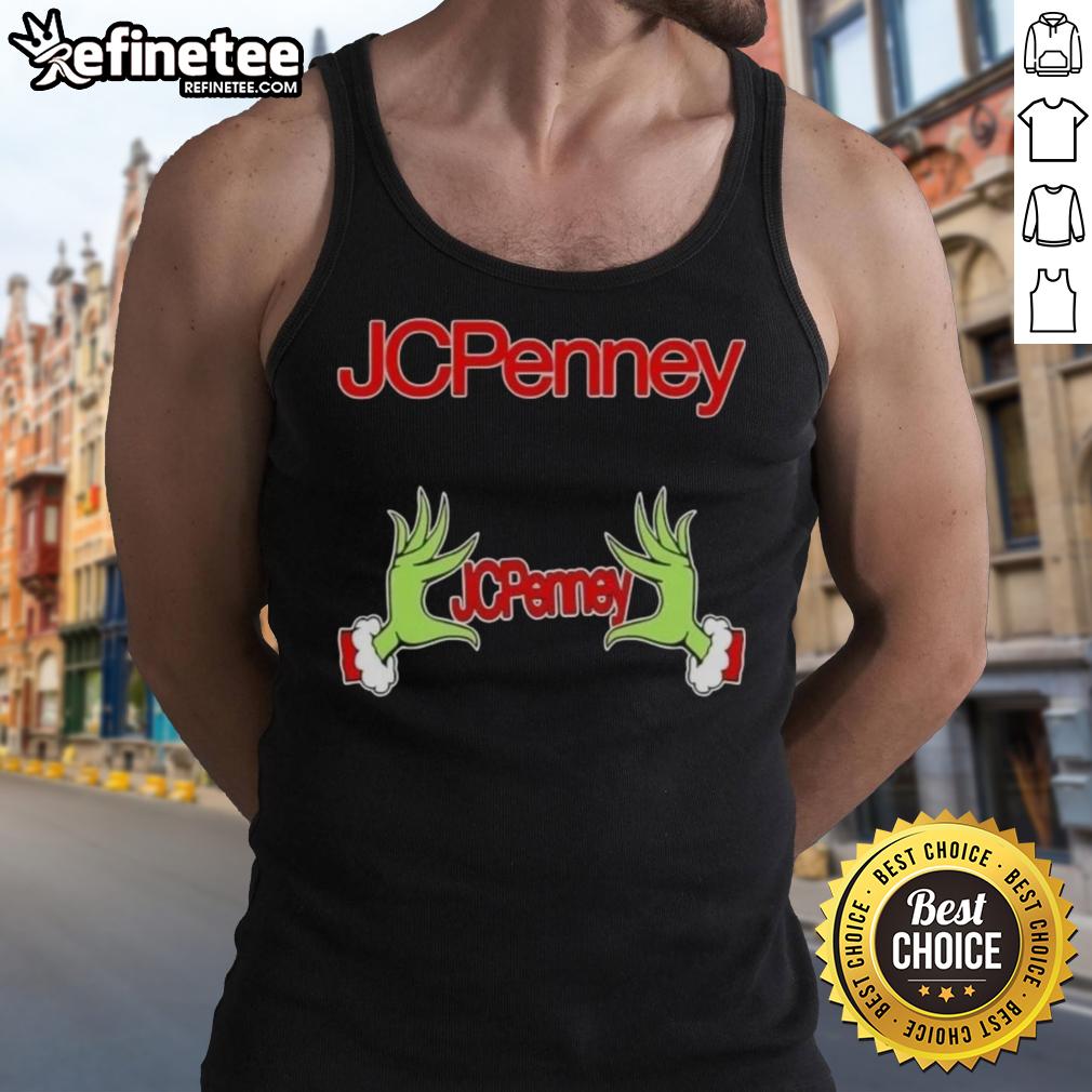 Original Grinch Hands Love JCPenney Christmas Tank Top featuring festive design for holiday celebrations.