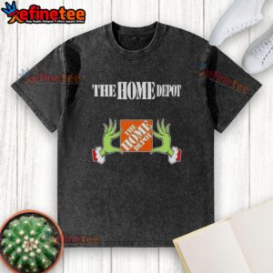 Original Grinch Hands Love The Home Depot Christmas Washed T-Shirt featuring festive design and vibrant colors for holiday cheer.