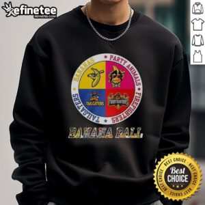 Alt Text: Original Savannah Bananas Party Animal Firefighters Tailgater Logo Sweatshirt featuring vibrant team colors and playful design.