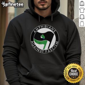 Premium Amphibians Against Fascism hoodie featuring a vibrant frog flag design, perfect for eco-conscious activism.