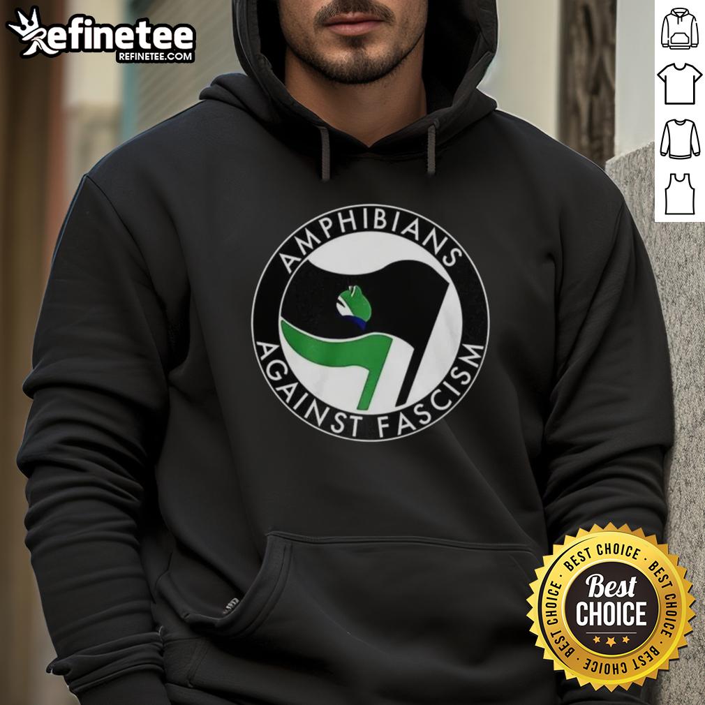 Premium Amphibians Against Fascism hoodie featuring a vibrant frog flag design, perfect for eco-conscious activism.