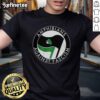 Premium Amphibians Against Fascism Frog Flag T-Shirt featuring a vibrant frog design promoting anti-fascism activism.