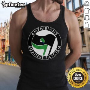 Alt Text: Premium Amphibians Against Fascism Frog Flag Tank Top featuring a vibrant frog design and bold text.