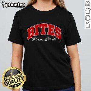 Premium Bites Run Club Volume Ladies Tee in vibrant colors, perfect for running enthusiasts and stylish workouts.