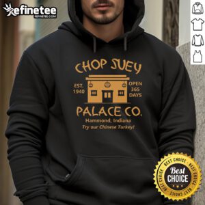 Alt Text: Premium Christmas Story Chop Suey Palace hoodie featuring festive design and cozy fit for holiday celebrations.