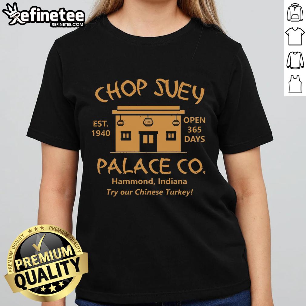 Premium Christmas Story Chop Suey Palace Ladies Tee featuring festive design and comfortable fit for holiday celebrations.
