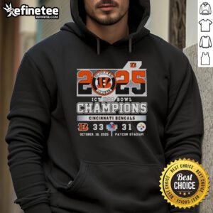 Premium Cincinnati Bengals vs Pittsburgh Steelers Icy Hot Bowl Champions 2025 Hoodie showcasing team colors and logo.