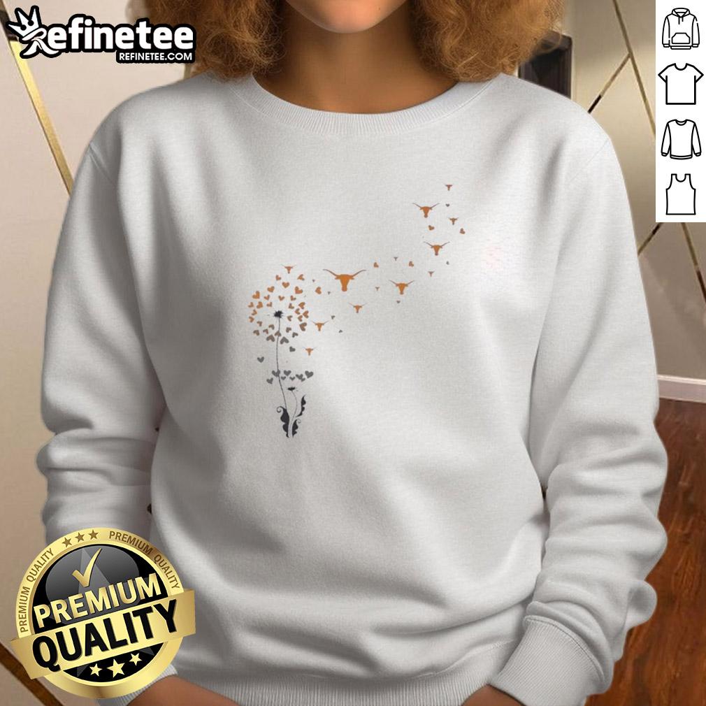 Alt Text: Premium Dandelion Flower Texas Longhorn Football Logo Sweatshirt featuring vibrant design and comfortable fit.