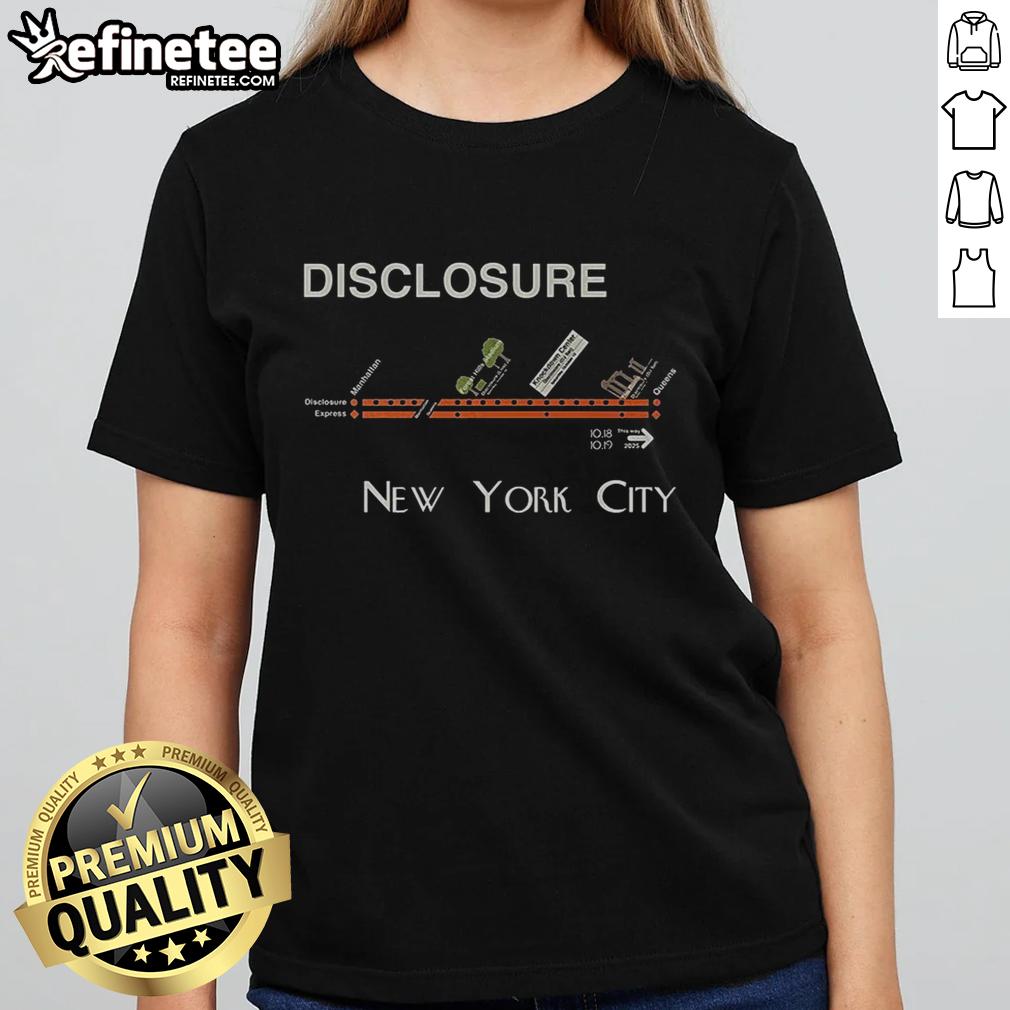 Premium Disclosure New York City Ladies Tee featuring stylish design and comfortable fit for casual wear.