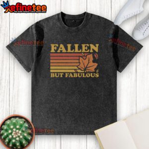 Premium fallen autumn leaves washed t-shirt featuring a vibrant leaf design, perfect for cozy fall fashion.