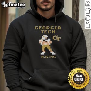 Premium Georgia Tech Football Haynes King Retro Baller Hoodie in navy blue, showcasing team spirit and vintage style.