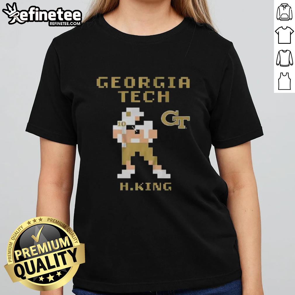 Alt Text: Premium Georgia Tech Football Haynes King Retro Baller Ladies Tee featuring vintage design and team colors.