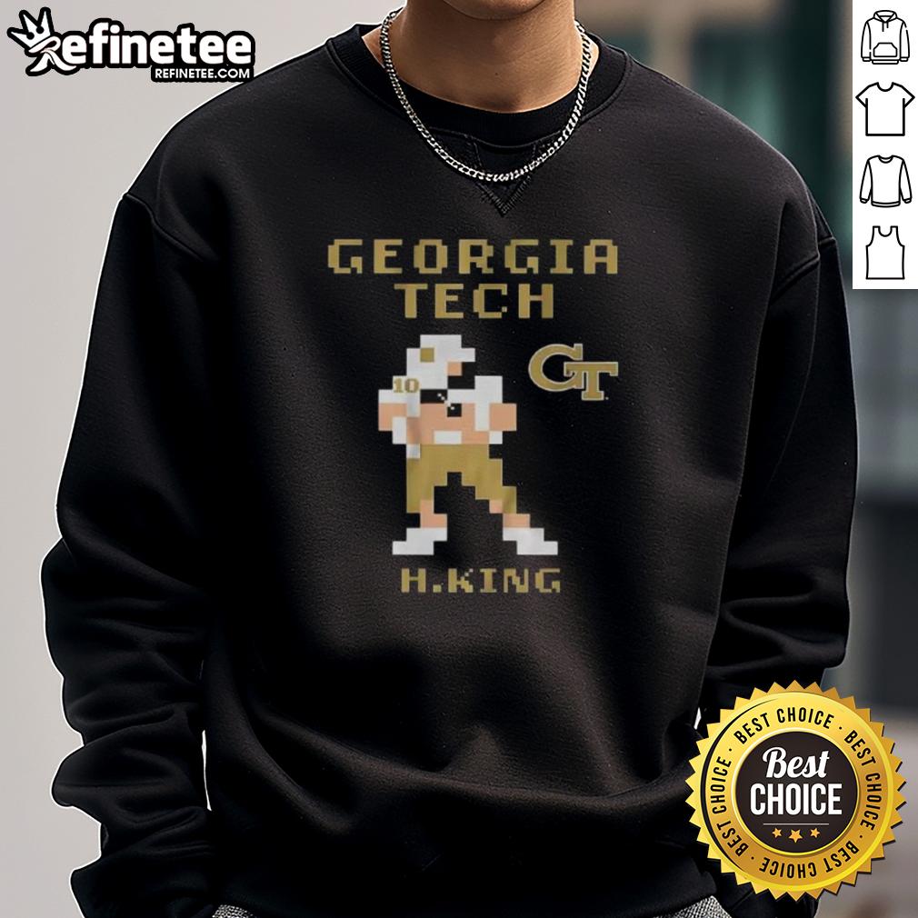 Premium Georgia Tech Football Haynes King Retro Baller Sweatshirt in navy, featuring team logo and classic design.