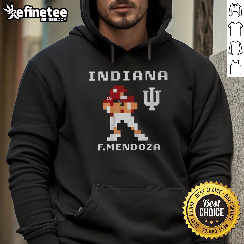 Alt Text: Premium Indiana Hoosiers Football Fernando Mendoza Retro Baller Hoodie featuring classic design and vibrant team colors.