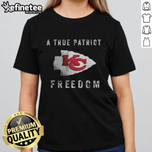 Premium Kansas City Chiefs Football tee for ladies celebrating patriotism and freedom, perfect for game day.