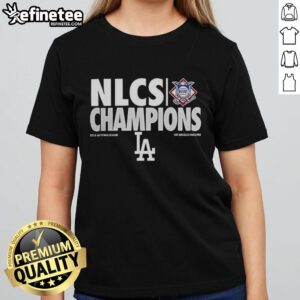 Premium Los Angeles Dodgers NLCS Champions 2025 ladies tee, perfect for baseball lovers showcasing team pride.