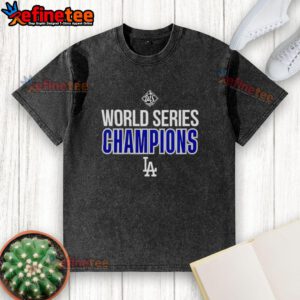 Alt Text: Premium Los Angeles Dodgers World Series Champions 2025 washed t-shirt in blue, showcasing team pride and victory.