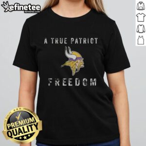 Premium Minnesota Vikings Football True Patriot Freedom Ladies Tee featuring vibrant team colors and stylish design.