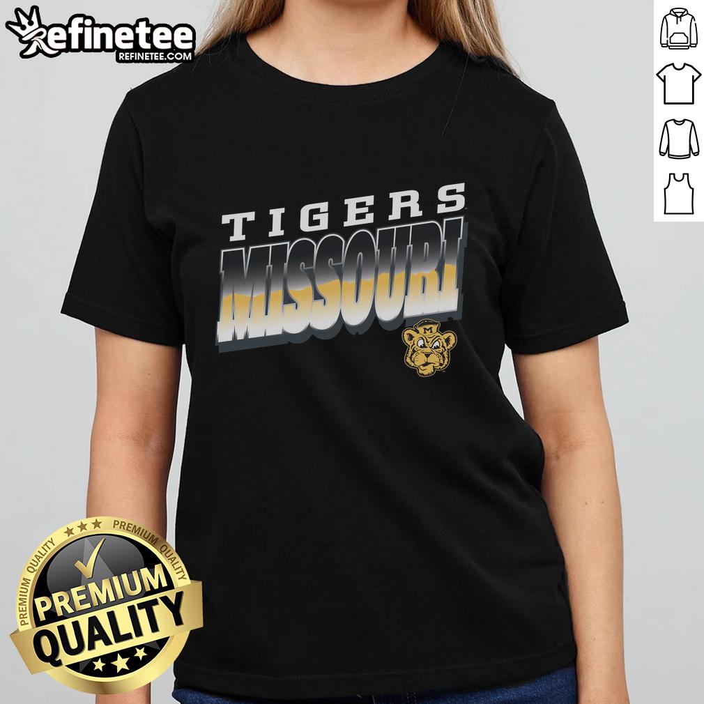 Alt Text: Premium Missouri Tigers vintage polished ladies tee featuring a stylish design and comfortable fit for fans.