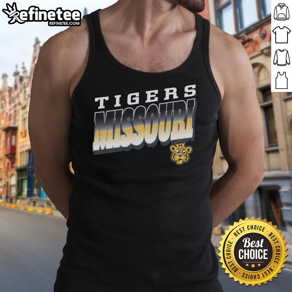 Premium Missouri Tigers vintage polished tank top in black with logo, perfect for game day and casual wear.