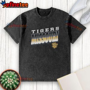 Alt Text: Premium Missouri Tigers vintage polished washed t-shirt in black, featuring the team logo and soft cotton fabric.