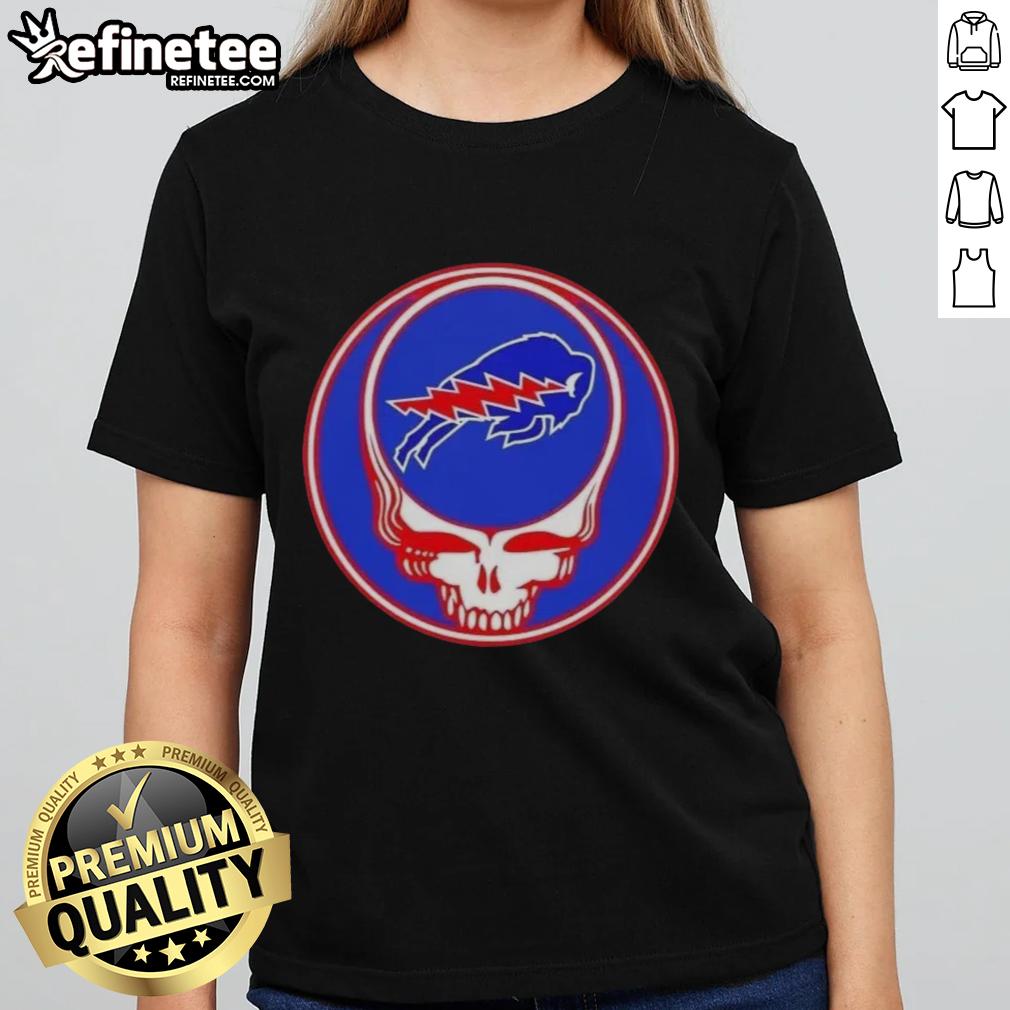 Premium NFL Buffalo Bills Grateful Dead Stealie ladies tee featuring vibrant graphics and comfortable fit.