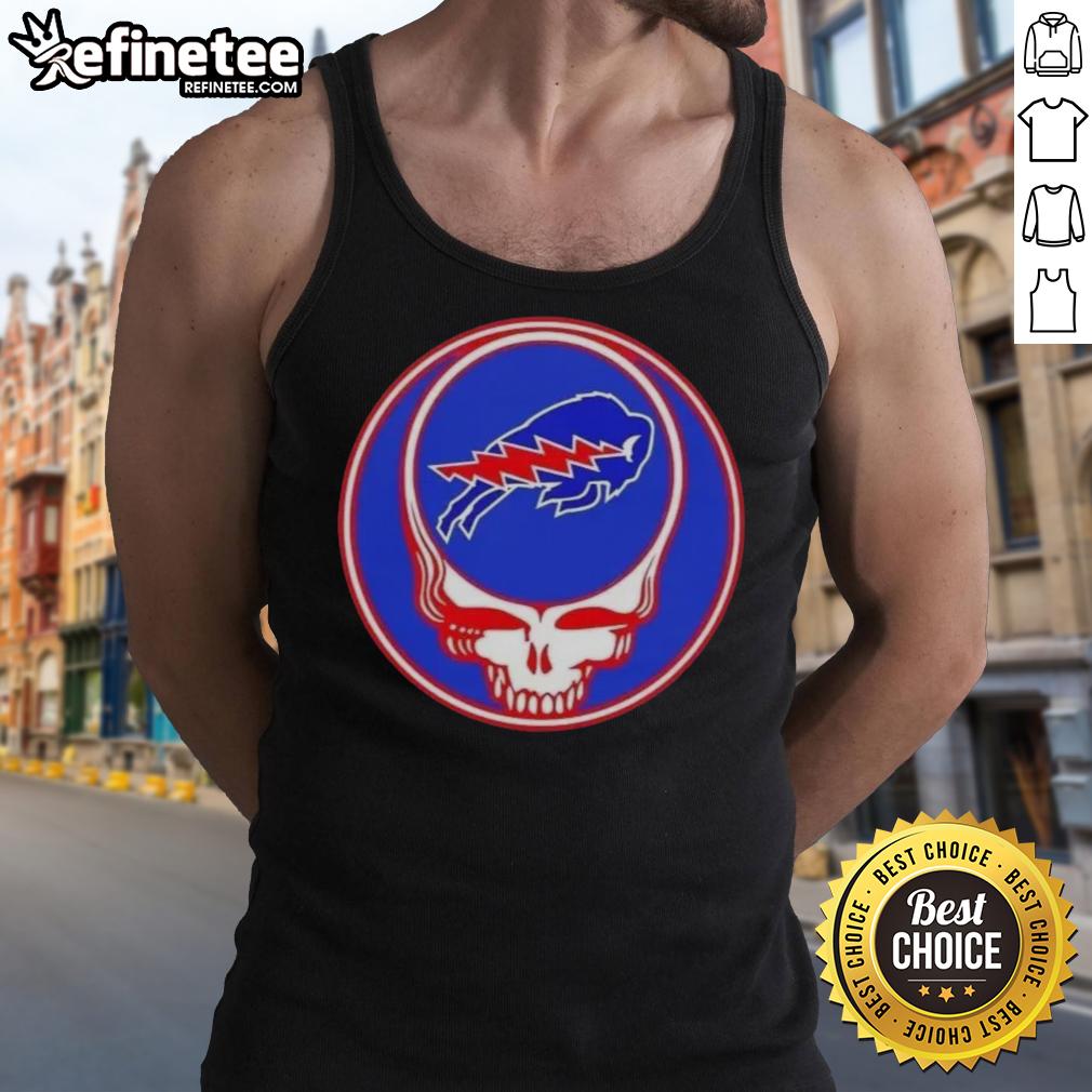 Premium NFL Buffalo Bills Grateful Dead Stealie tank top featuring vibrant graphics and a comfortable fit for fans.