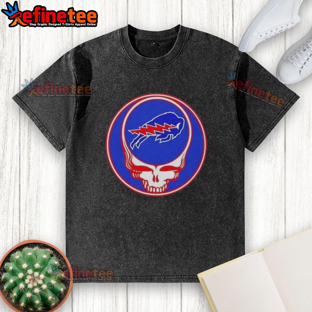 Premium NFL Buffalo Bills Grateful Dead Stealie washed t-shirt featuring a vintage design and vibrant colors.