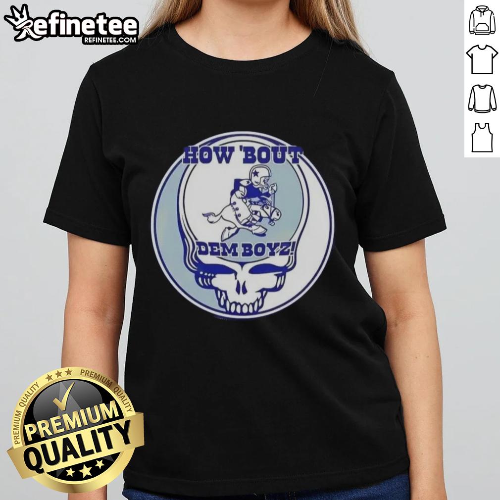 Premium NFL Dallas Cowboys Grateful Dead Stealie Ladies Tee featuring a unique design for fans of both teams.