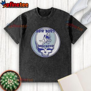 Alt Text: Premium NFL Dallas Cowboys Grateful Dead Stealie washed t-shirt featuring iconic Steal Your Face logo and team colors.