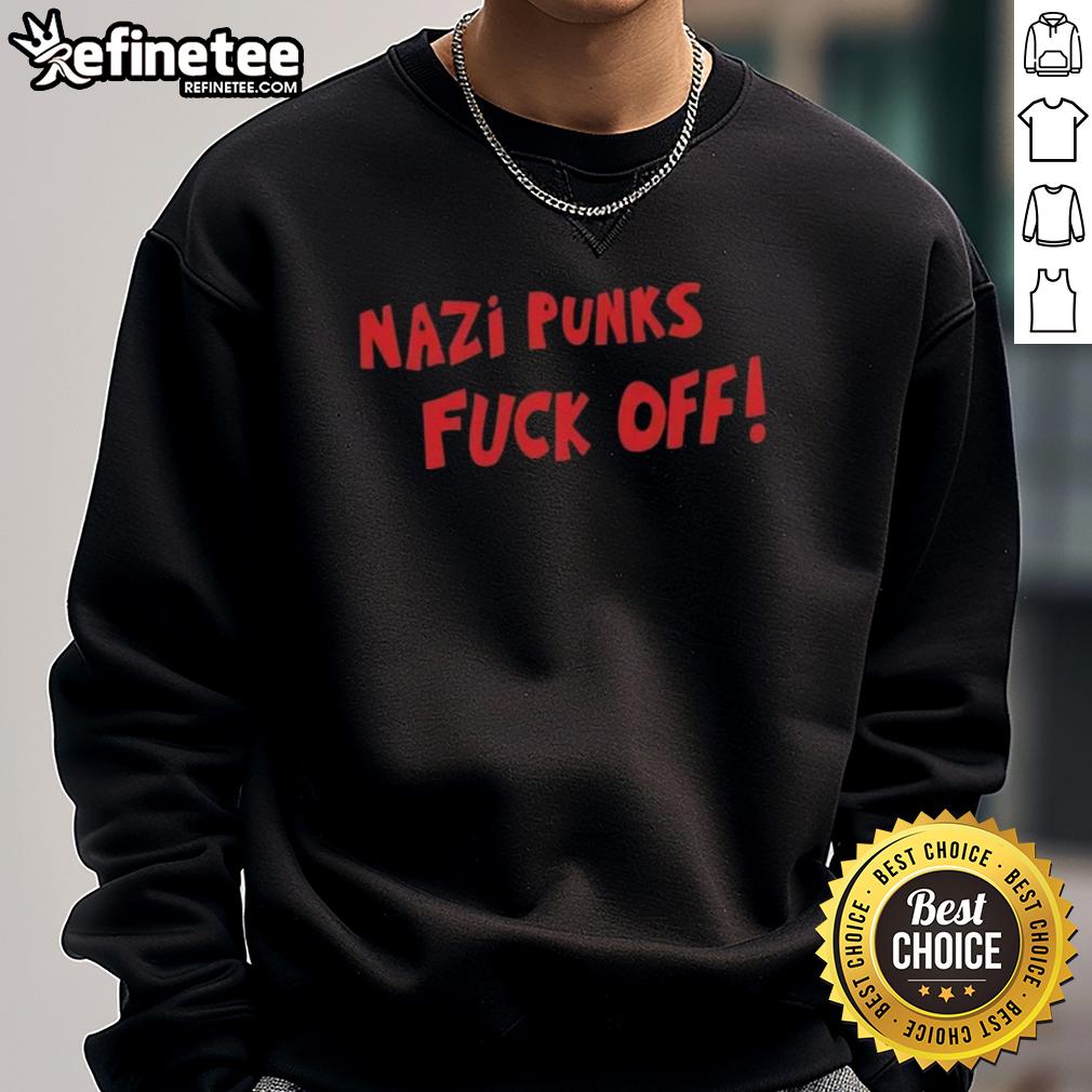 Premium Nazi Punks Fck Off Sweatshirt in black with bold graphic design, perfect for punk fashion enthusiasts.