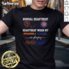 Premium T-shirt showing normal heartbeat and heartbeat during 49ers and Giants games, perfect for sports fans.